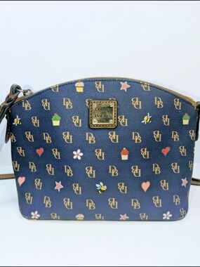 Dooney & Bourke Navy Signature Crossbody with Cupcake & Bee Print
